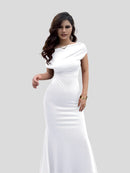 Selena – Natürliches Kleid mit bodenlangen und kurzen Ärmeln