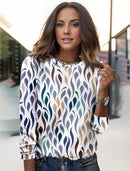 Harper - Lebendige Eleganz Langarm Top Mit Mehrfarbendruck