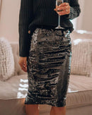 Hanna - Bequeme hohe Taille Paillettenrock für luxuriösen Look