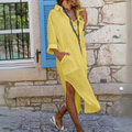 Saskia - Leichtes langärmeliges Hemdkleid mit Knöpfen und Taschen
