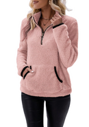 Ella - Warmer Langärmelig Halber Reißverschluss Vlies Pullover