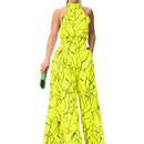Eleni – Einzigartiger bedruckter Overall mit weitem Bein und Taschen