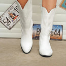 Laura - Gesticktes Gestaltung Mittlere Wade Stiefel mit rutschfester Sohle