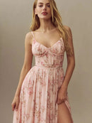 Grace - Stylisches Maxikleid mit hohem Schlitz und floralen Prints