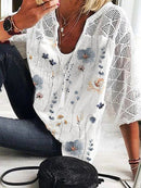 Mia – Stilvolles Top Mit Blumenmuster Und V Ausschnitt