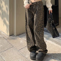 Elke – Modische Hose mit weitem Bein und Taschen Und Leopardenmuster