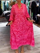 Greta – Locker sitzendes bedrucktes Button-Down-Kleid mit langen Ärmeln