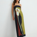 Juliana – Modisches ärmelloses Schulterfrei Longkleid mit Druckdesign