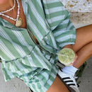 Karla – Zweiteiliges Set mit Langarmshirt und elastischer Taille Kurze Hosen