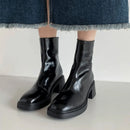 Marie - Lässige Stiefeletten mit Blockabsatz und Reißverschluss hinten