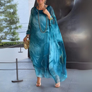 Sandra – Doppellagiges fließendes Kleid mit Rundhalsausschnitt und Fledermausärmeln