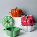 HarvestBake - Kürbisförmige Keramik-Backform mit Deckel dekorativer Ofen