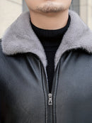 Hans - Langärmelig Pelzkragen Reißverschluss Jacke
