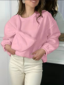 Lina – Klassischer Pullover mit überschnittenen Schultern und Puffärmel-Detail