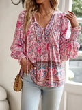 Luisa - Lässiges bedrucktes Langarmshirt mit V Ausschnitt für einen modischen Look