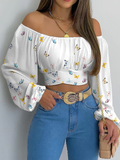 Livia – Lässiges Schulterfrei Crop op mit langen Ärmeln