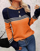 Diana - Rundhalsausschnitt Langärmelig Strickpullover