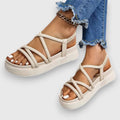 Josefine – Elegante flache Sandalen mit runder Spitze Gummiband und Fußgewölbeunterstützung