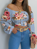 Livia – Lässiges Schulterfrei Crop op mit langen Ärmeln