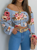 Livia – Lässiges Schulterfrei Crop op mit langen Ärmeln