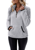 Ella - Warmer Langärmelig Halber Reißverschluss Vlies Pullover
