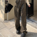 Elke – Modische Hose mit weitem Bein und Taschen Und Leopardenmuster