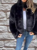 Emma - Langärmelig Kunstpelz Jacke Mit Reißverschluß