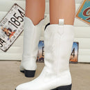 Laura - Gesticktes Gestaltung Mittlere Wade Stiefel mit rutschfester Sohle