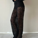 Hanna – Modische Hohe Taille Weites Bein Schlaghosen mit floralem Design