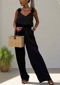 Leona – Ärmelloser Jumpsuit mit weitem Bein rückenfreier Passform und verstellbaren Trägern
