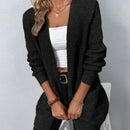Silke – Vorne offener Langarm Strickjacke mit Taschen und lockerer Passform