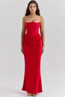 Celina – Modisches ärmelloses langes Kleid mit plissierter hoher Taille