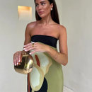 Juliana – Modisches ärmelloses Schulterfrei Longkleid mit Druckdesign