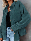 Emilia - Lässige Langarm Cordjacke mit Knöpfen und Taschen