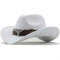 LexPure – Klassischer Cowboyhut mit breiter Krempe und dekorativer Bullenschnalle