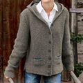 Caroline - Langärmelige Kapuze Gestrickt Jacke Mit Knöpfen
