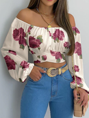 Livia – Lässiges Schulterfrei Crop op mit langen Ärmeln