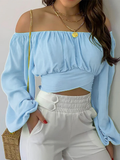 Livia – Lässiges Schulterfrei Crop op mit langen Ärmeln
