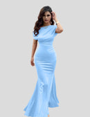 Selena – Natürliches Kleid mit bodenlangen und kurzen Ärmeln