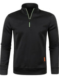 Anselm - Lässig Langärmelig Vlies Halber Reißverschluss Pullover