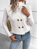Larissa - Bequeme ärmellose Strickjacke mit V Ausschnitt und Knöpfen