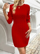 Livia - Lässiges langes Kleid mit langem Ärmel und V Ausschnitt mit Seitenschlitz