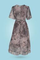 Ella – Elegantes Midikleid Mit Blumenmuster Und V Ausschnitt