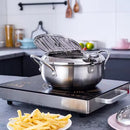 TempuraPro – Bratpfanne mit eingebautem Thermometer und Ölfilter für perfektes Kochen