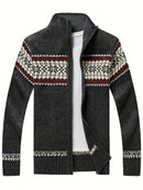 Carl - Warmer langärmeliger Schneeflocke Drucken Reißverschluss Pullover