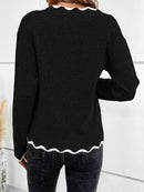 Ravena - Schicker Strickpullover mit Rüschenbesatz und V Ausschnitt