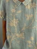 Ava - Goldfarbene Hemdbluse mit Farnprint