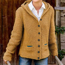 Caroline - Langärmelige Kapuze Gestrickt Jacke Mit Knöpfen