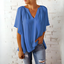Yliana - Elegante Bluse mit V Ausschnitt und kurzen Ärmeln