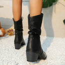 Greta - Lässige Rutschfest Mittlere Wade Spitze Zehe Stiefel
